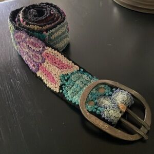 Geometric Pattern Belt/ 100% Wool